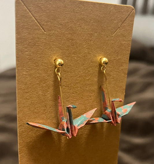 Pendientes origami Momoiro Tsubaki[桃色椿]