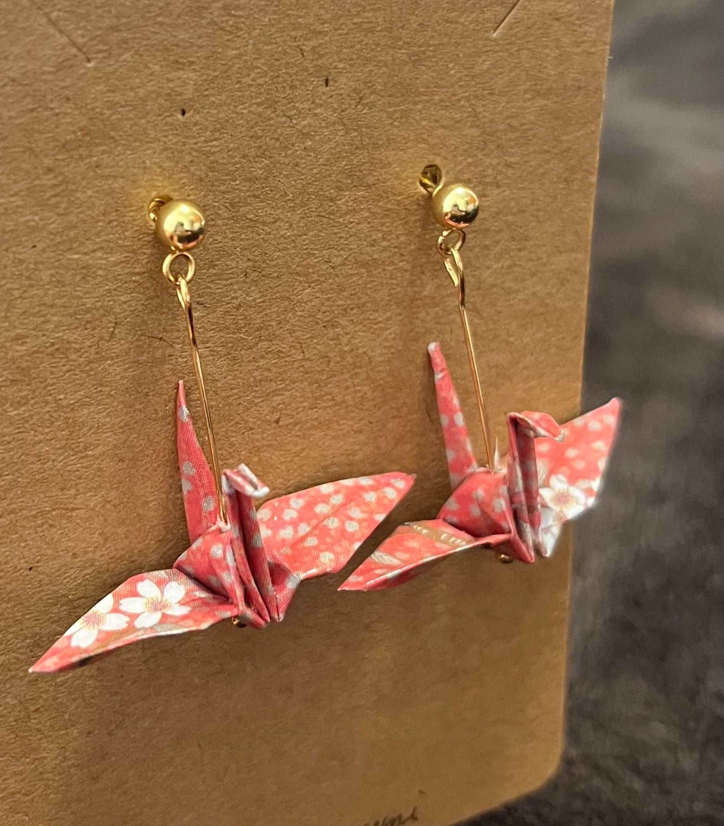 Pendientes origami grulla Sakura Pink [桜ピンク]