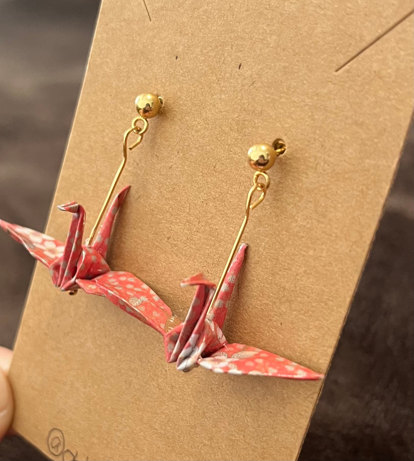 Pendientes origami grulla Sakura Pink [桜ピンク]